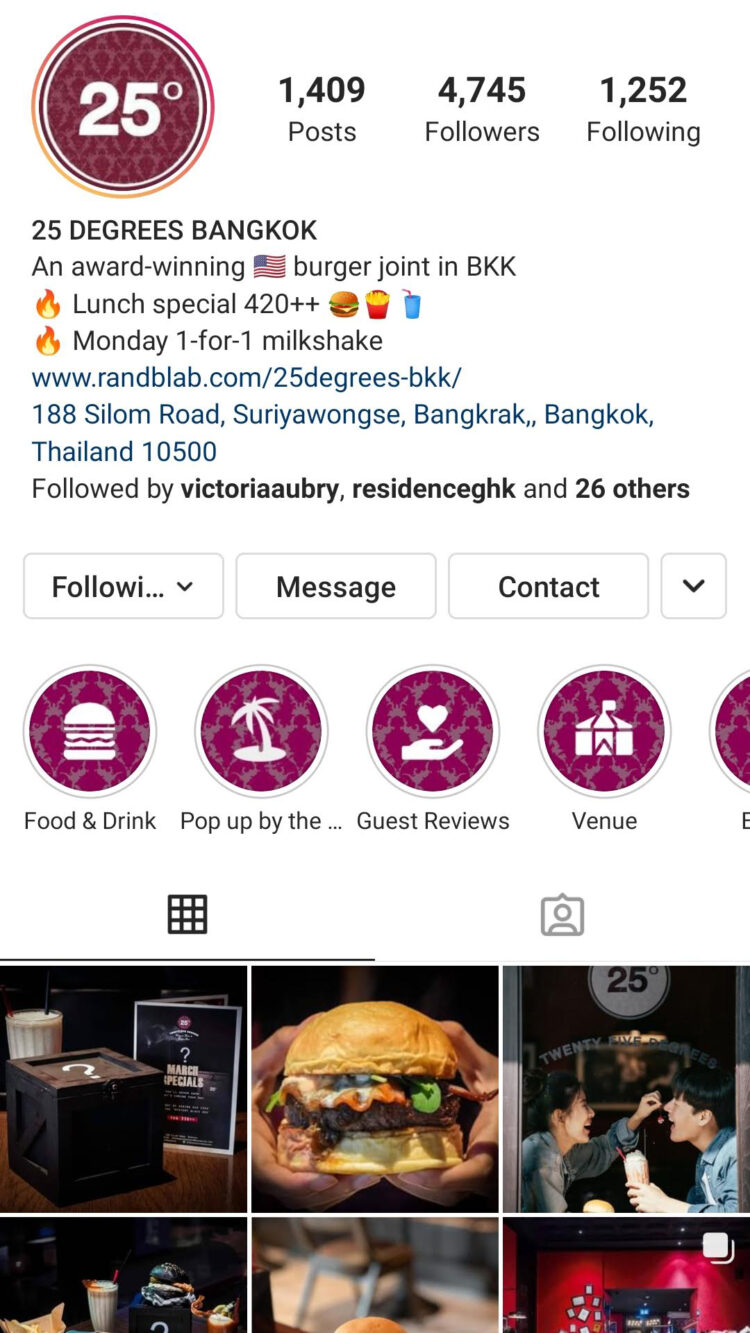 25 degrees bangkok instagram page